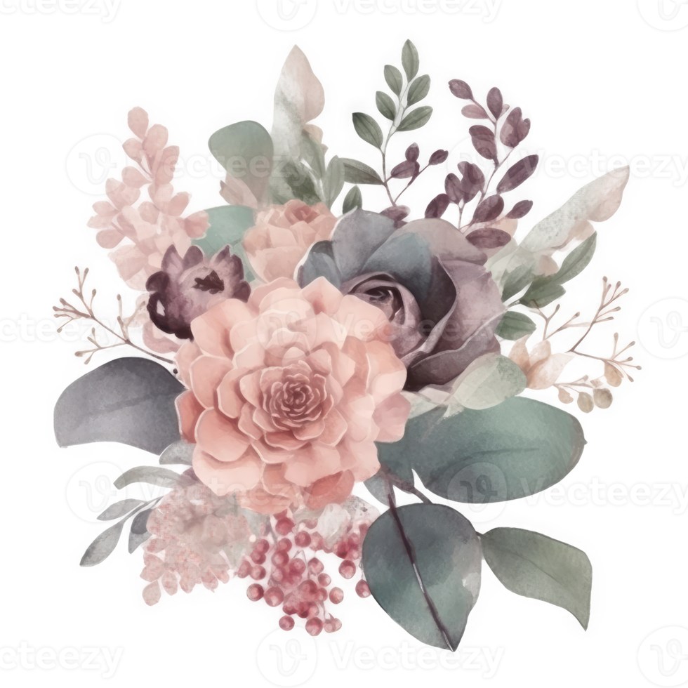 Watercolor flower isolated. png