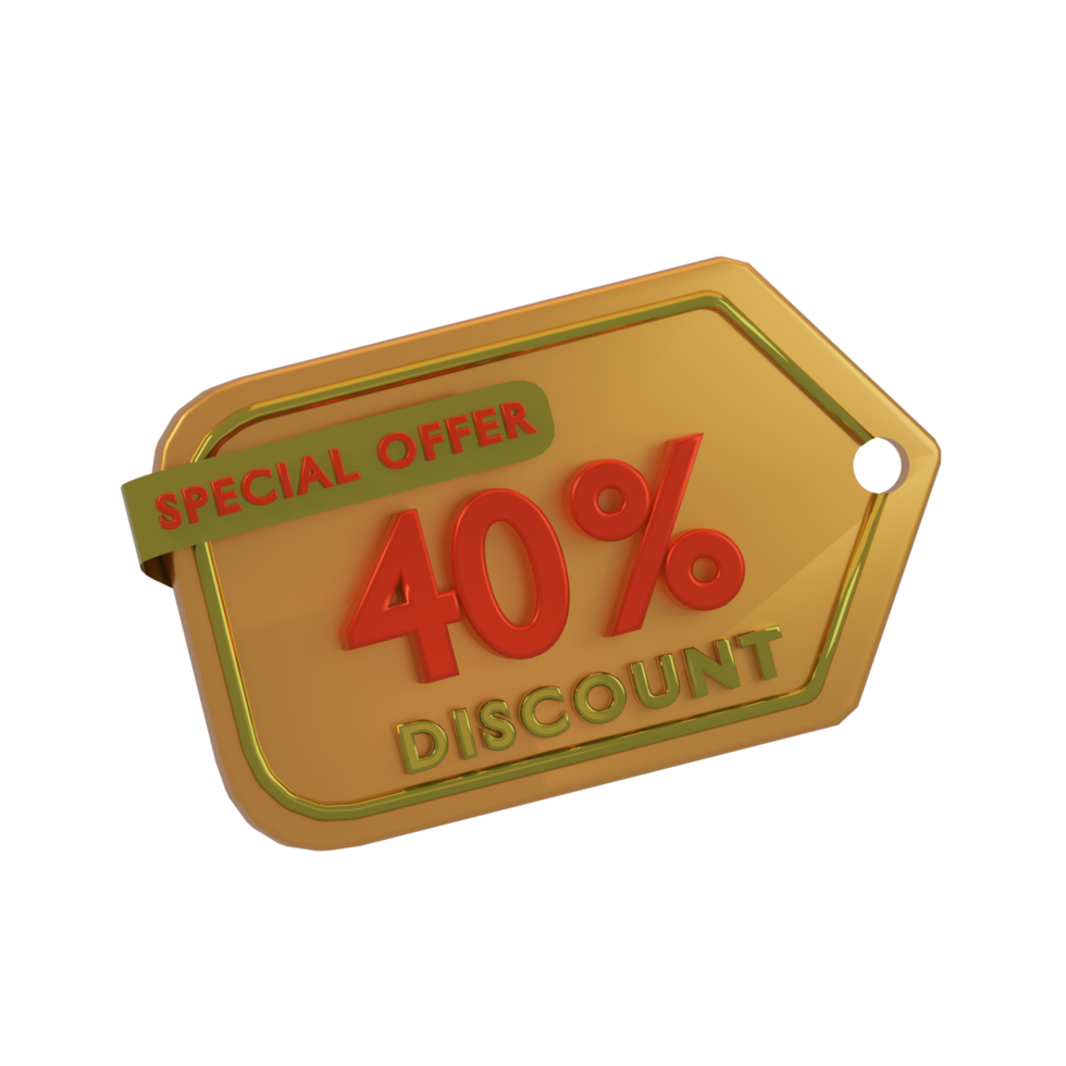 icon discount 3d render with orange color png