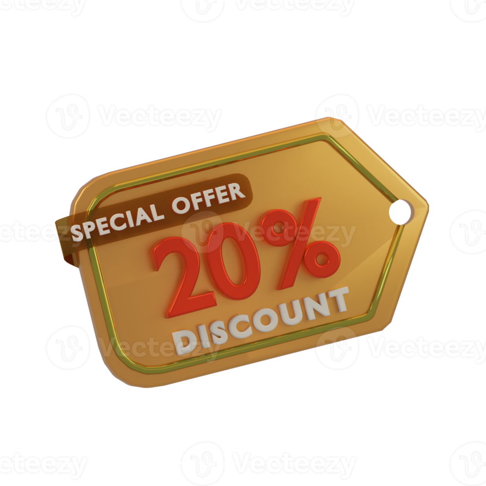 icon discount 3d render with orange color png