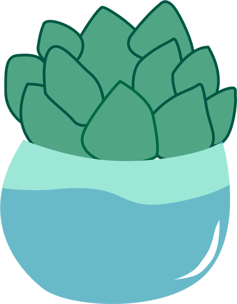 Cartoon cactus in the pots. doodle style. illustration png