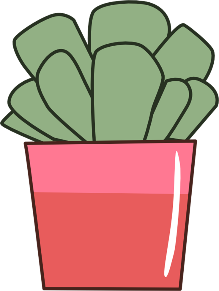 Cartoon cactus in the pots. doodle style. illustration png