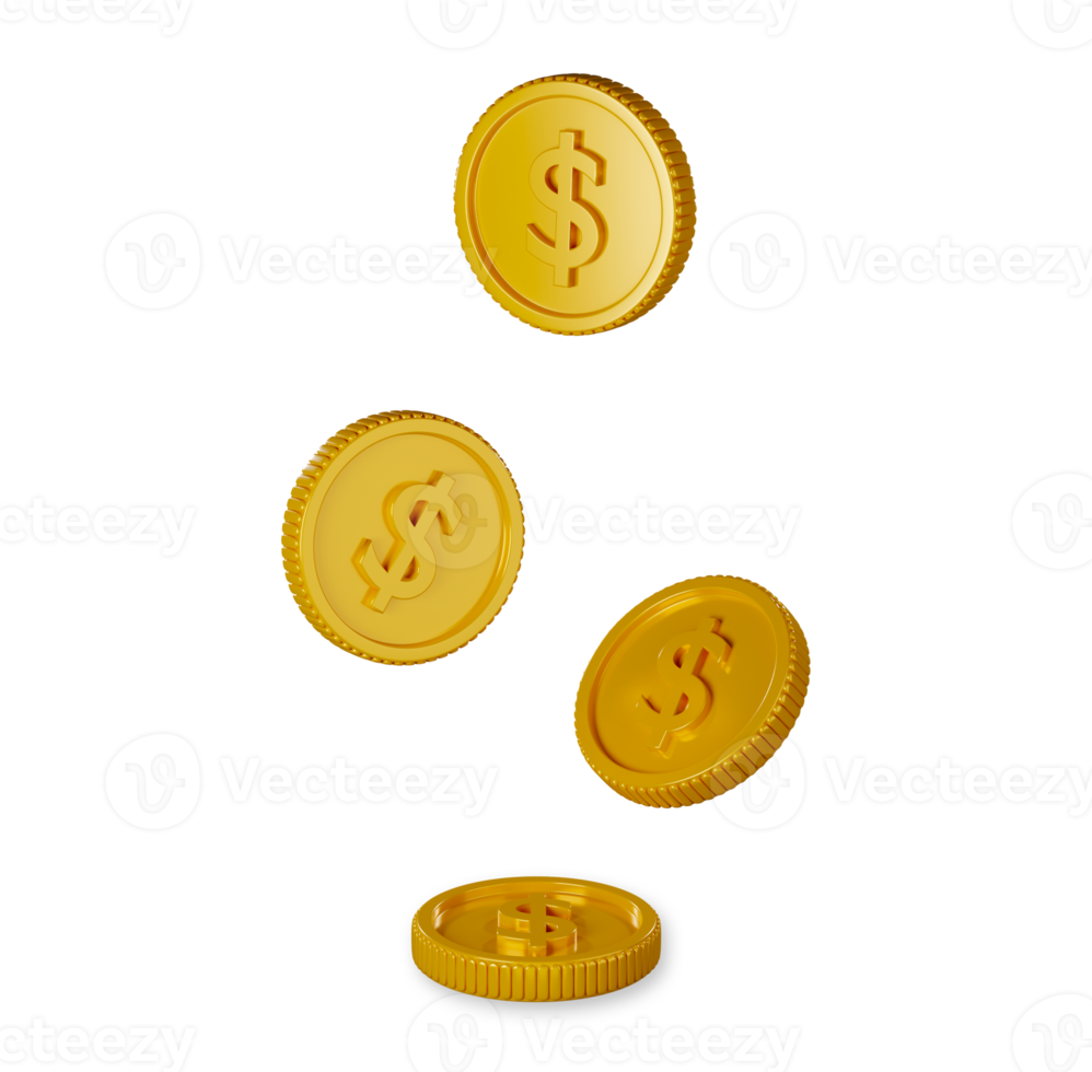 Gold coins 3d rendering transparency illustration graphics png