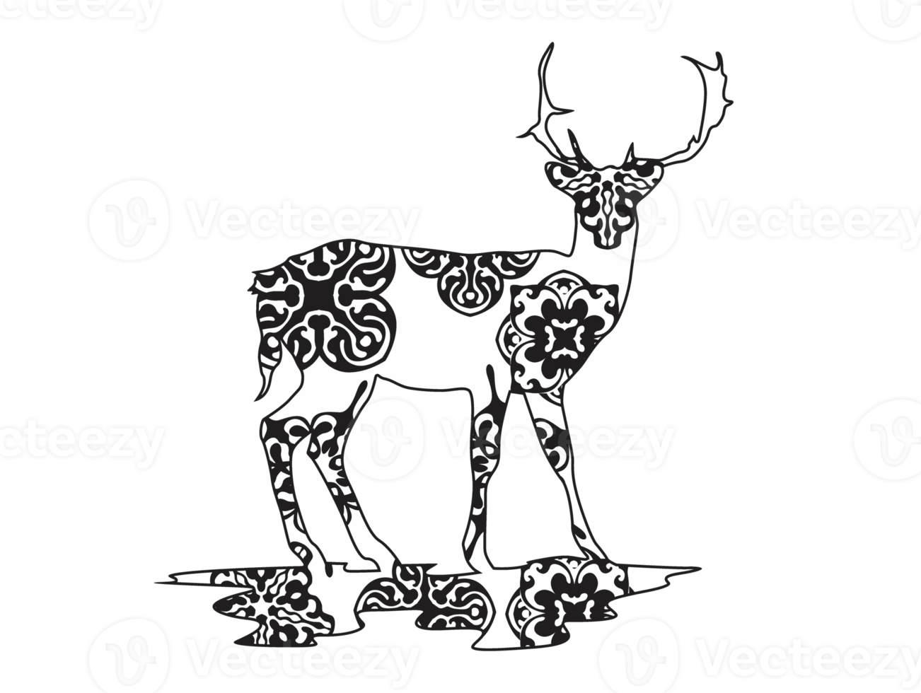 Horned Deer Mandala Ornament png