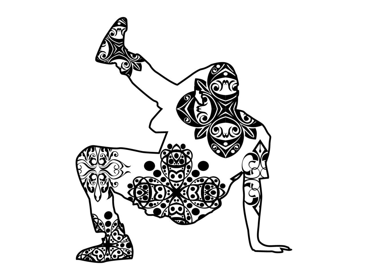 Breakdance, breaking, b-boying atau b-girling Mandala Ornament png