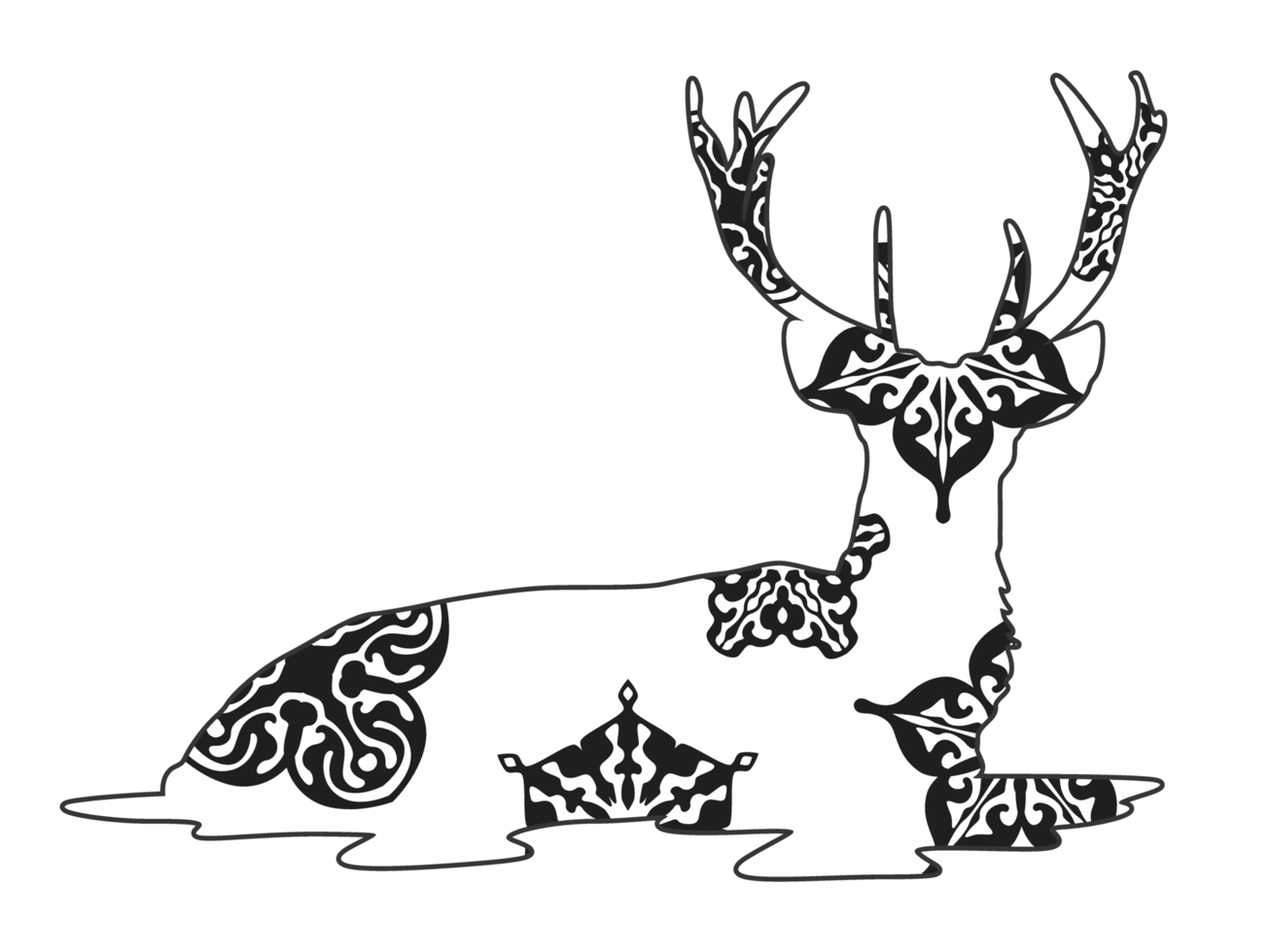 Horned Deer Mandala Ornament png
