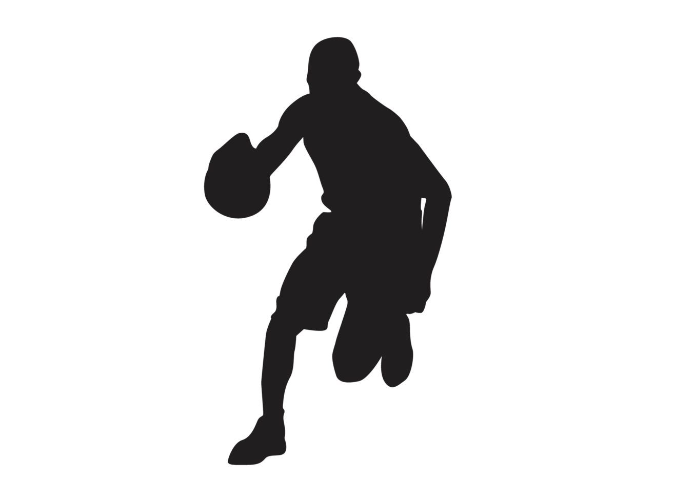 silhouet van een basketbal speler draag- een basketbal png