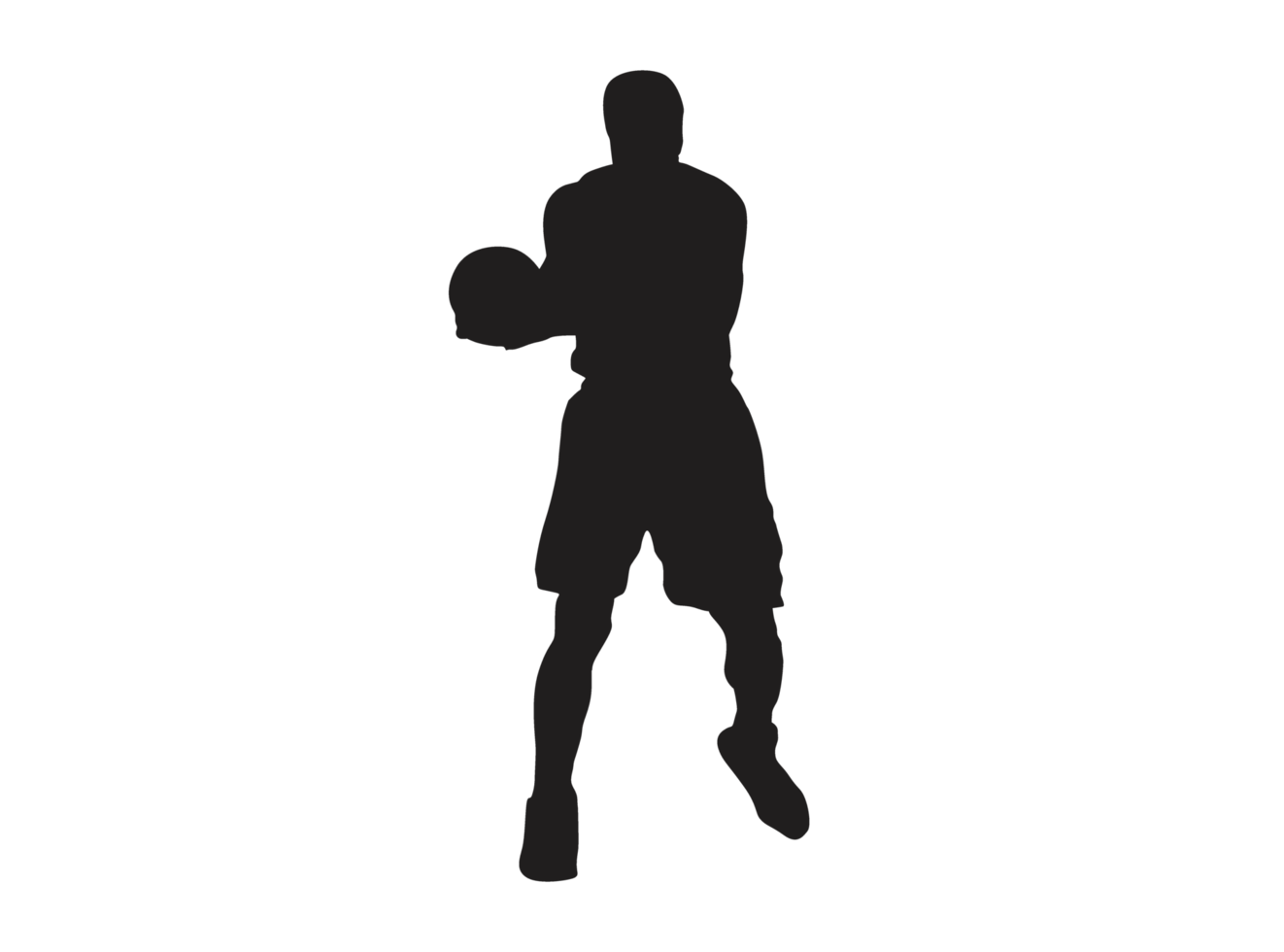 Silhouette Of A Basketball Player Carrying A Basketball png