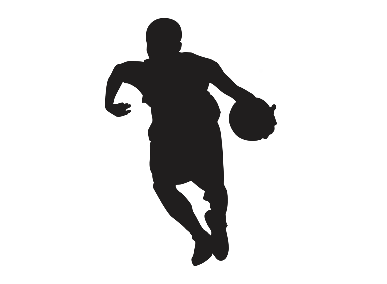 silhouet van een basketbal speler draag- een basketbal png