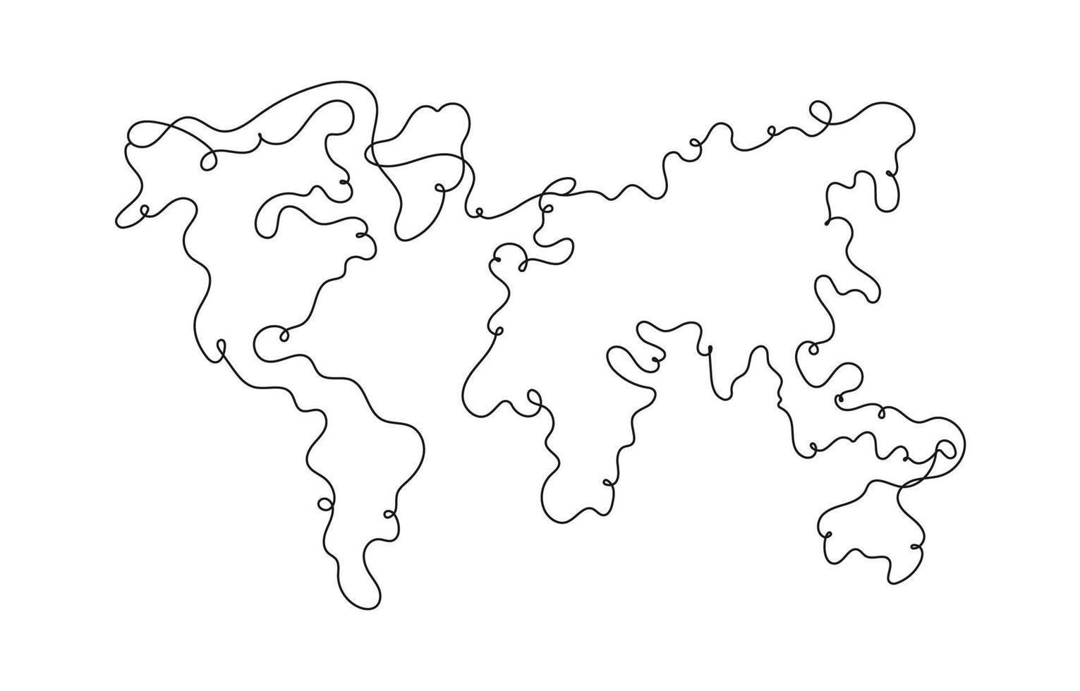 World Map in One Line Stroke vector