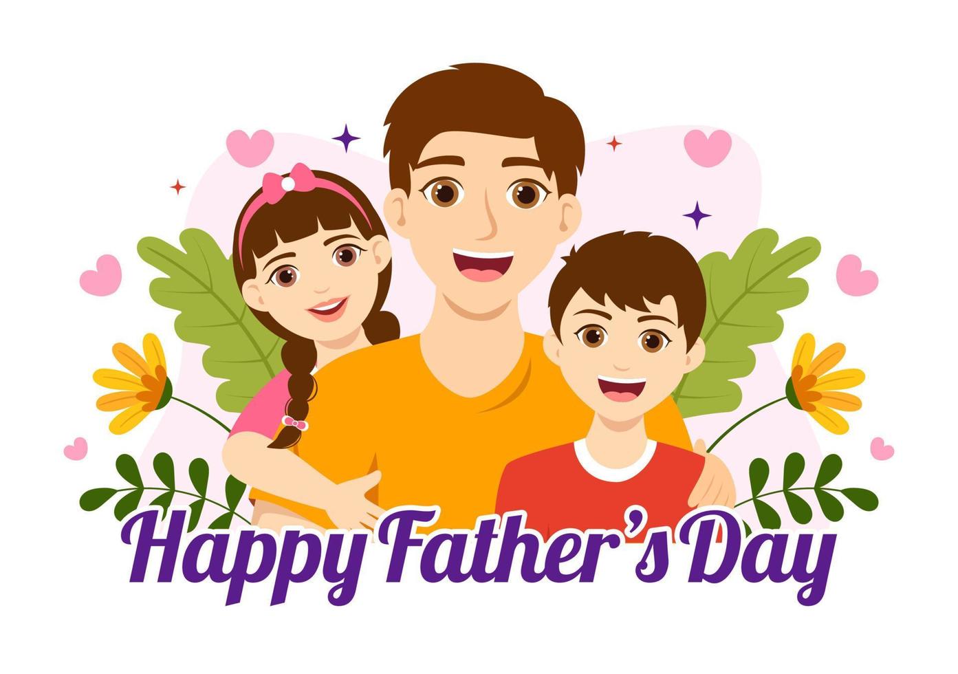 Happy Fathers Day Illustration with Father and his Son Playing Together in Flat Kids Cartoon Hand Drawn for Web Banner or Landing Page Templates vector