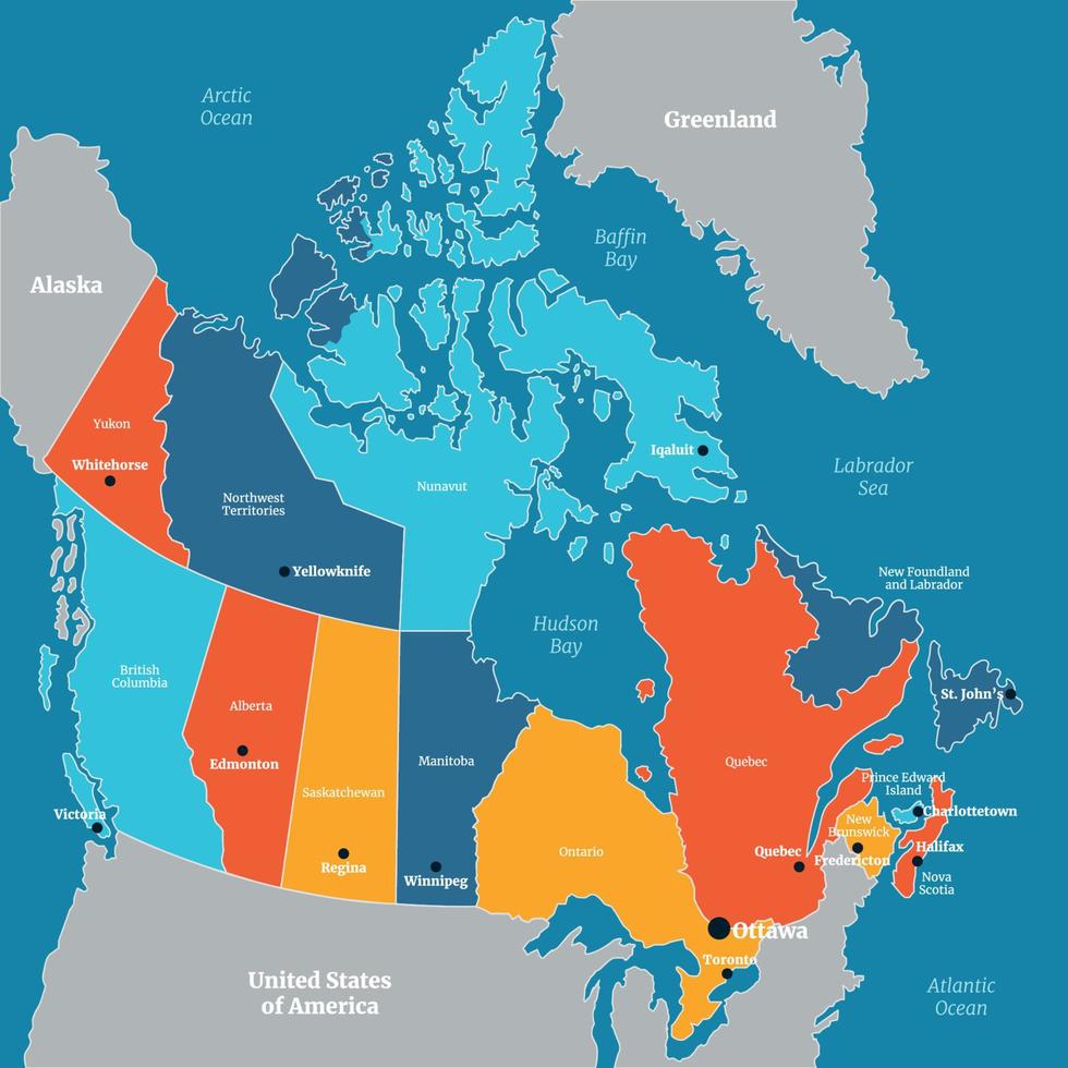 vistoso Canadá país mapa plano vector