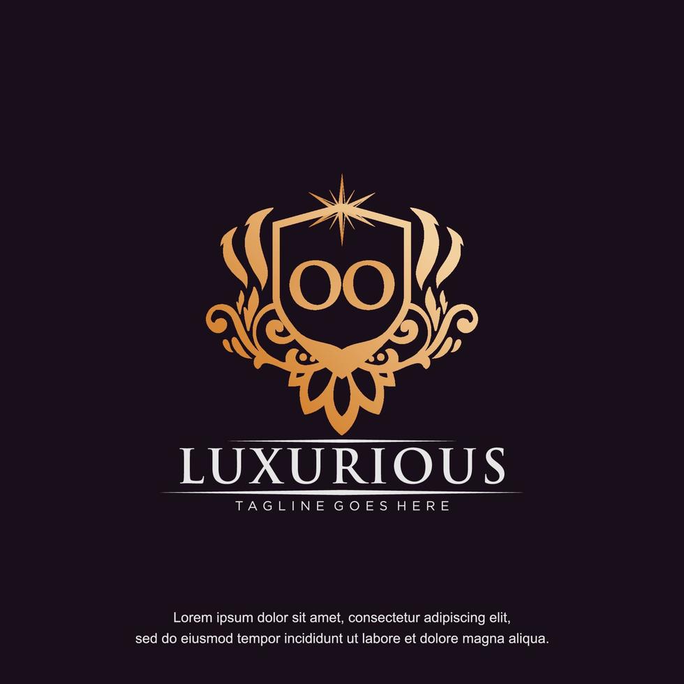 OO initial letter luxury ornament gold monogram logo template vector art.