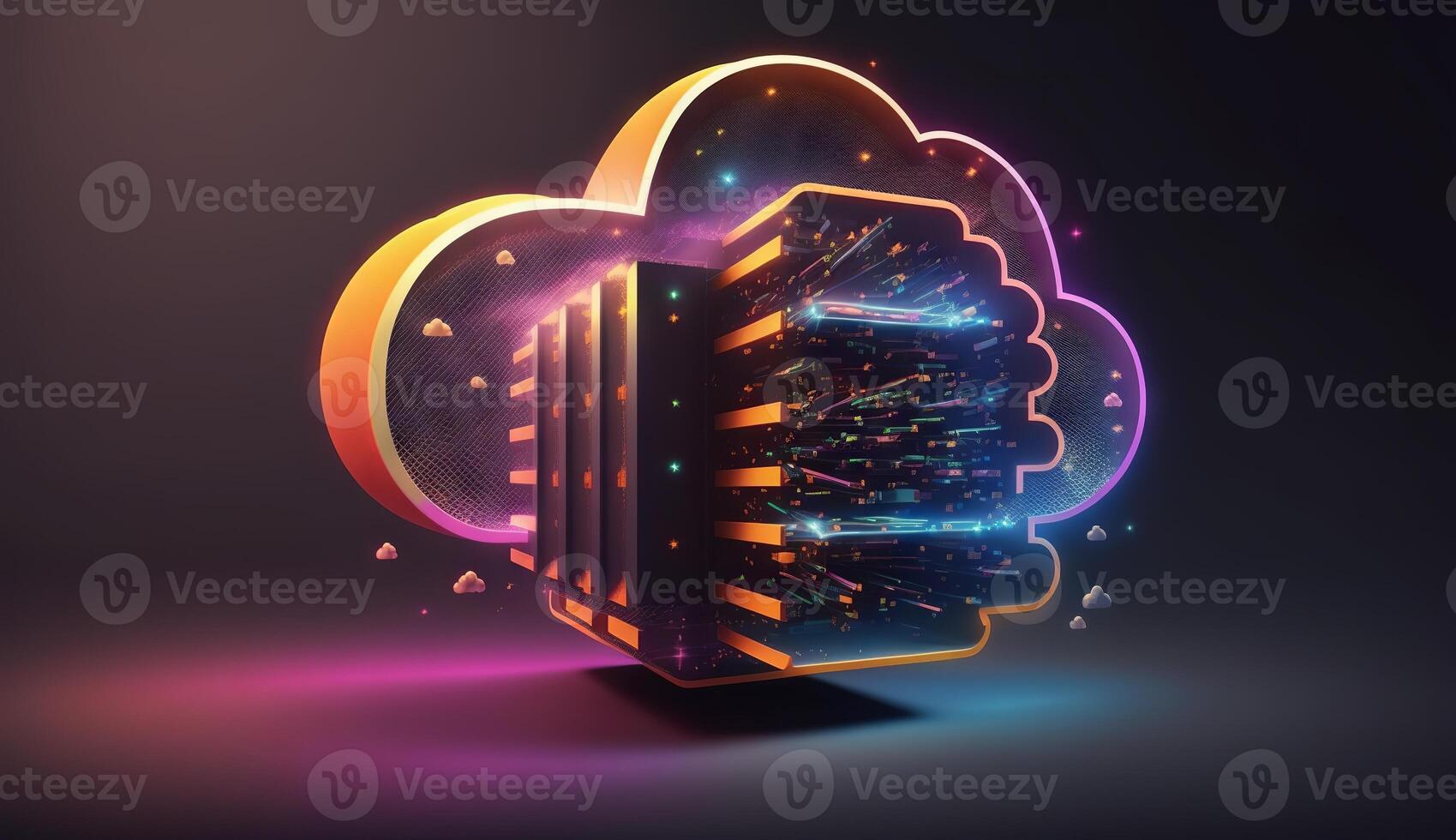 digital cloud storage icon server online social network. photo