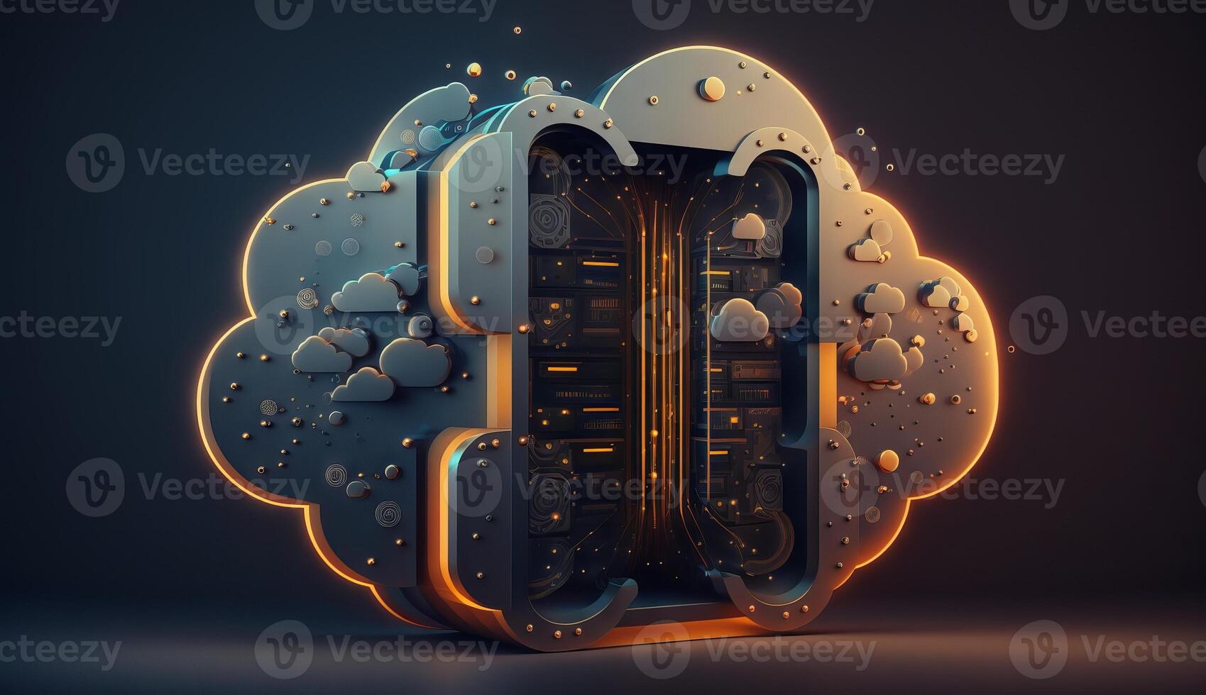 digital cloud storage icon server online social network. photo