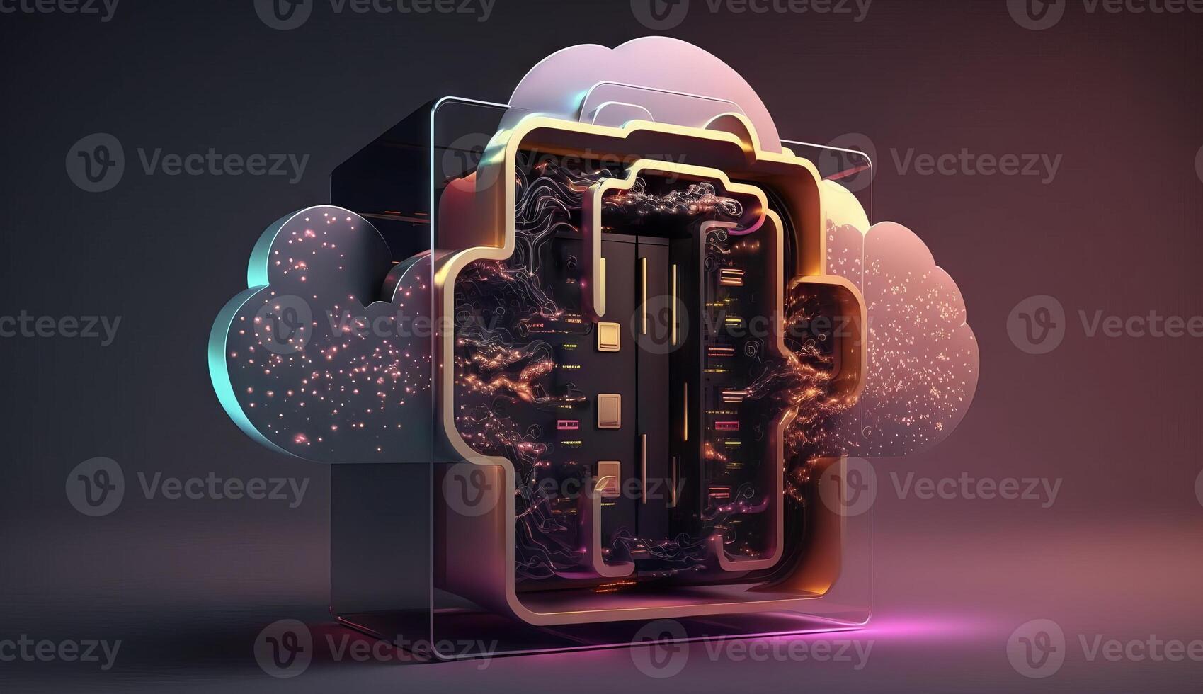 digital cloud storage icon server online social network. photo