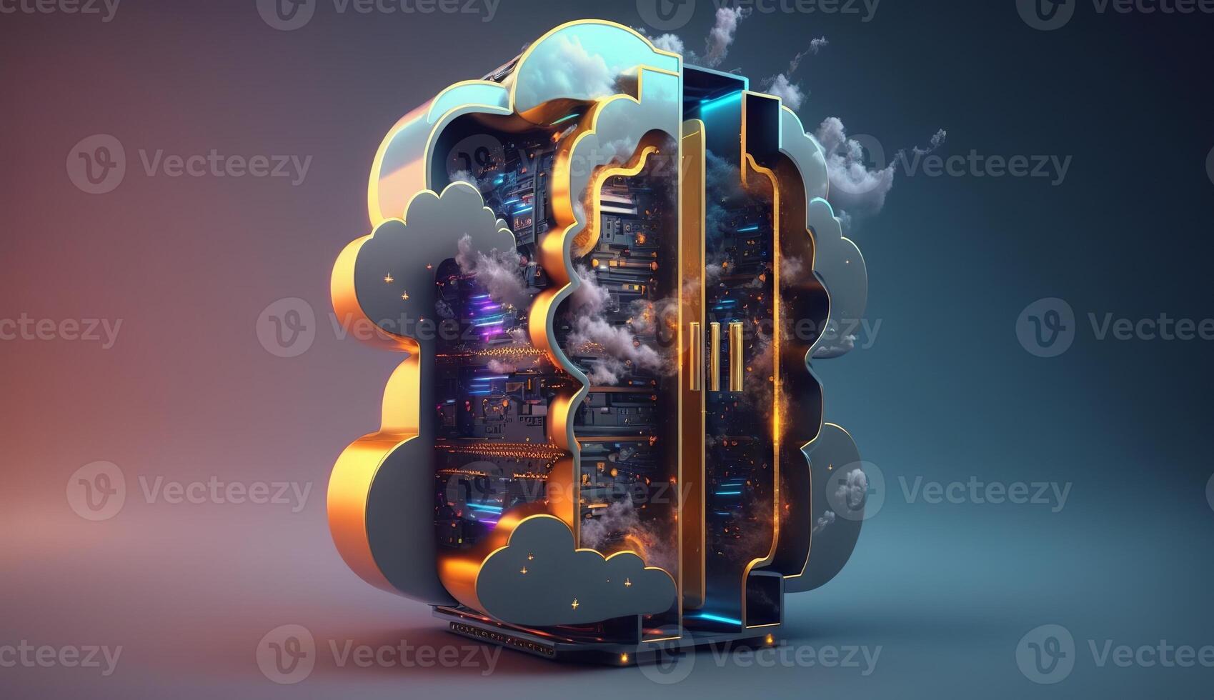 digital cloud storage icon server online social network. photo