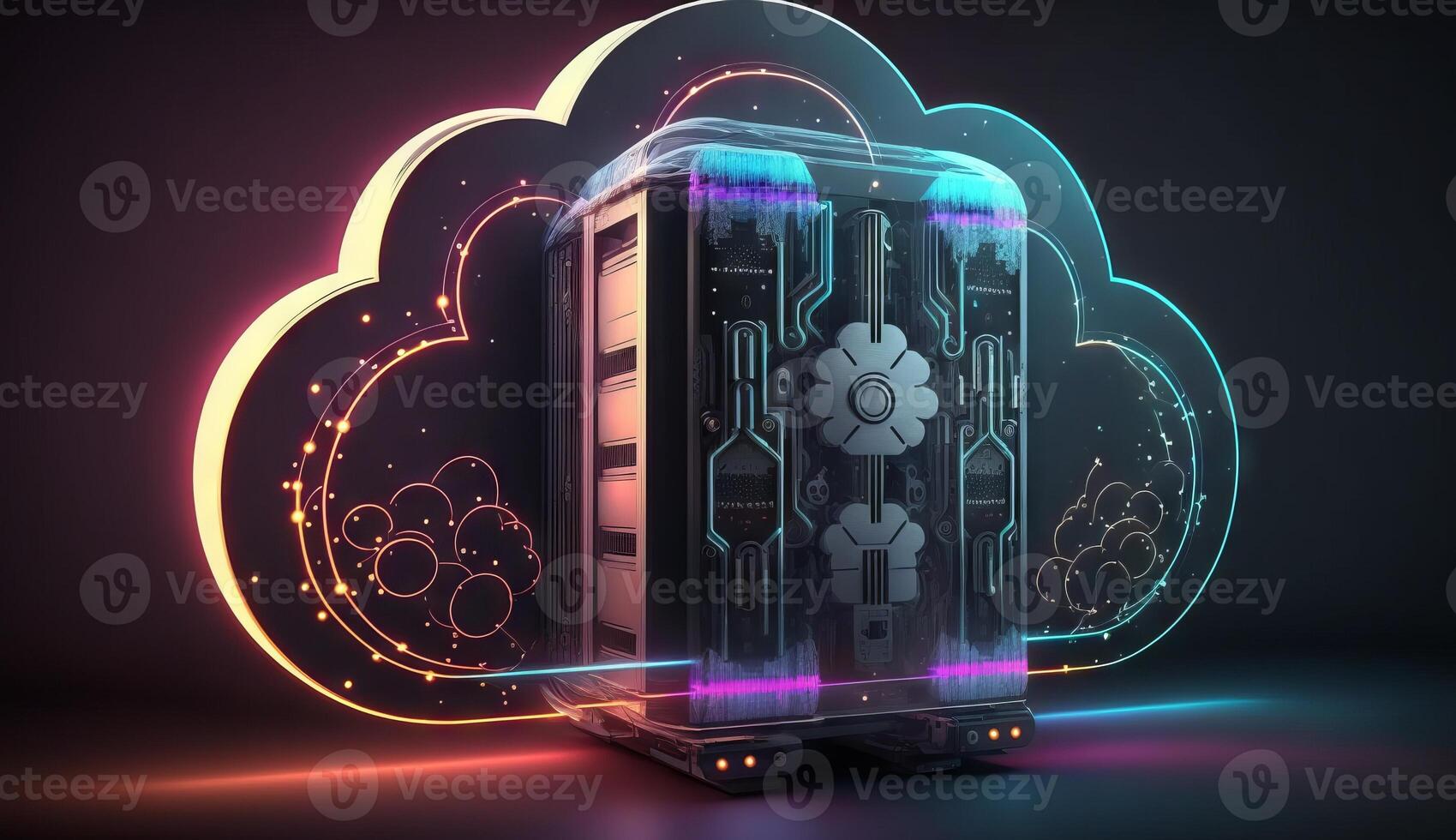 digital cloud storage icon server online social network. photo