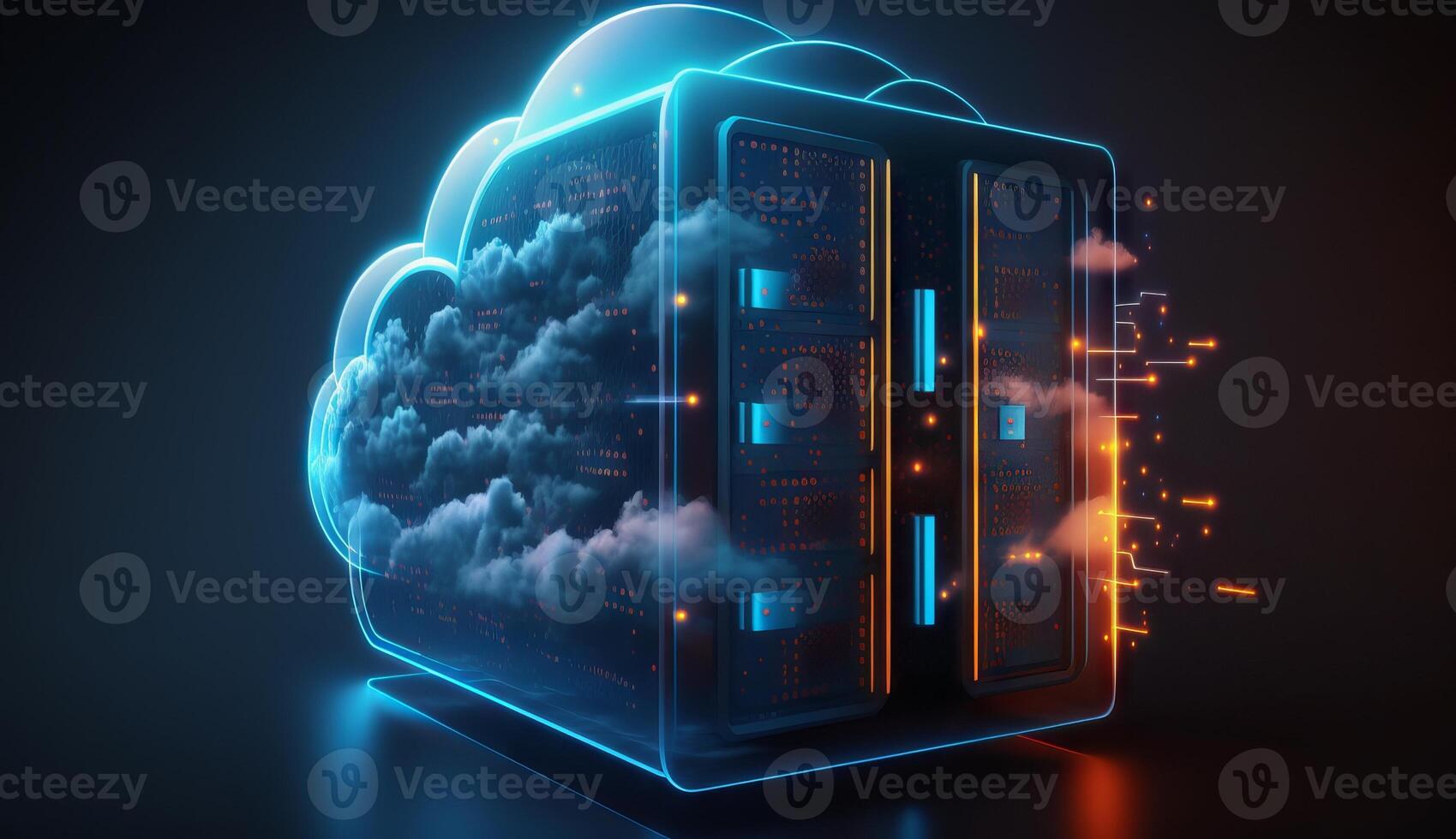 digital cloud storage icon server online social network. photo