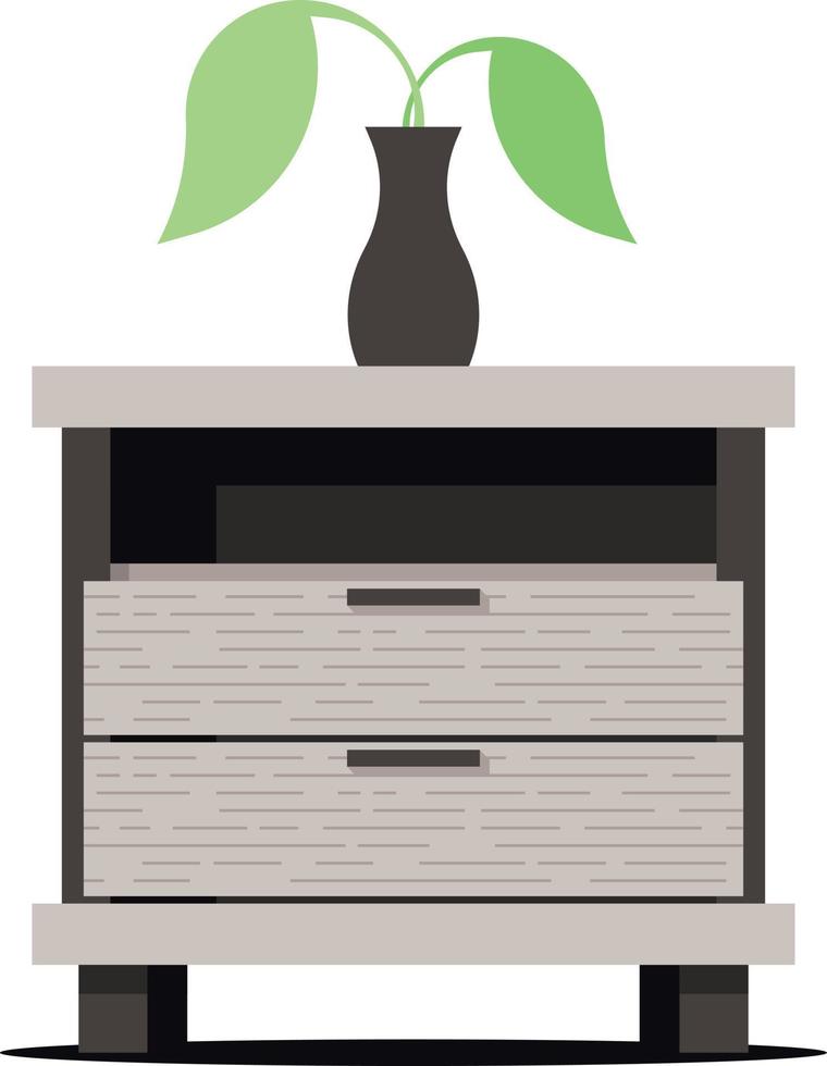 Vector Image Of A Plant In A Pot On Bedside Table