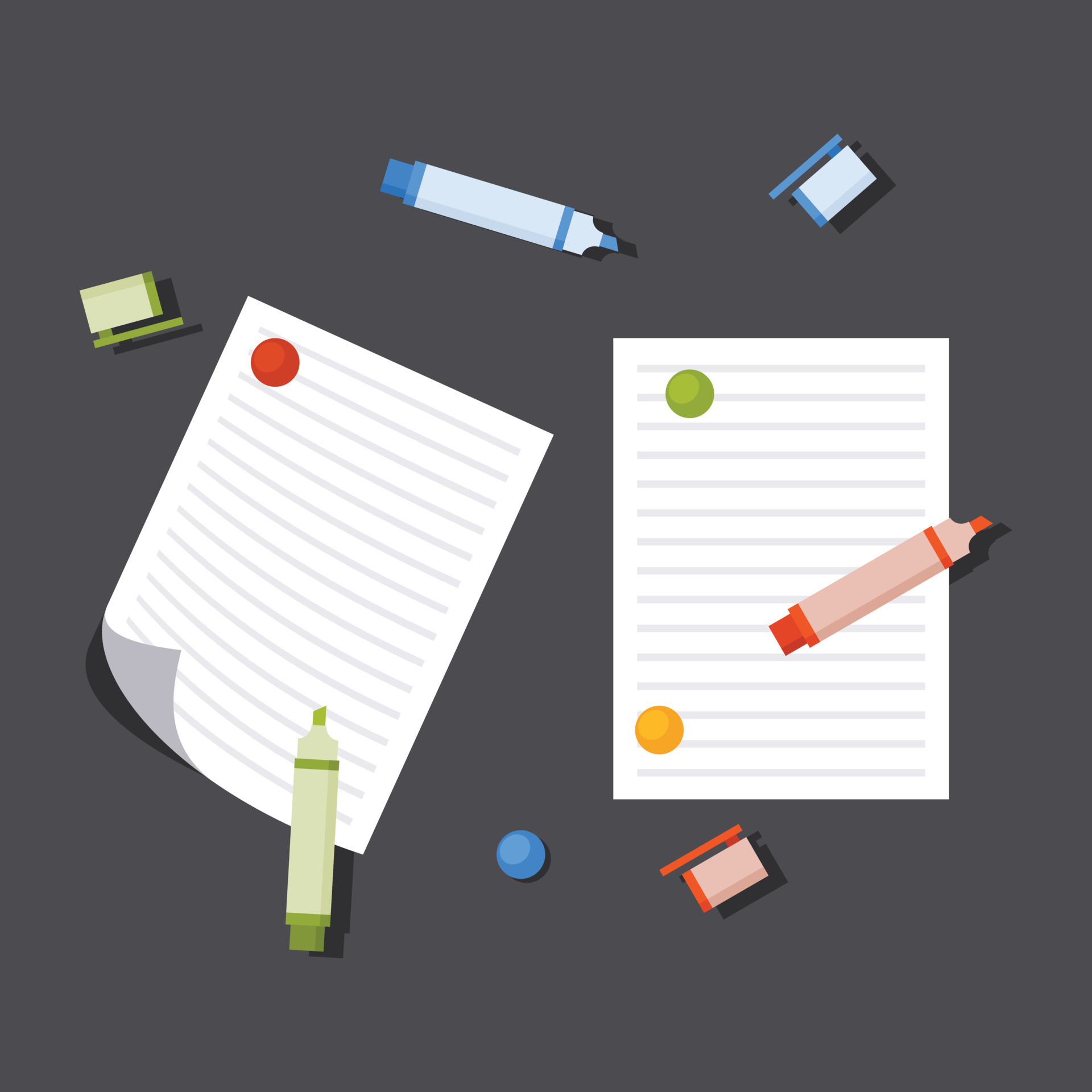 Vector Image Of Paper Sheets And Markers 22599567 Vector Art at Vecteezy