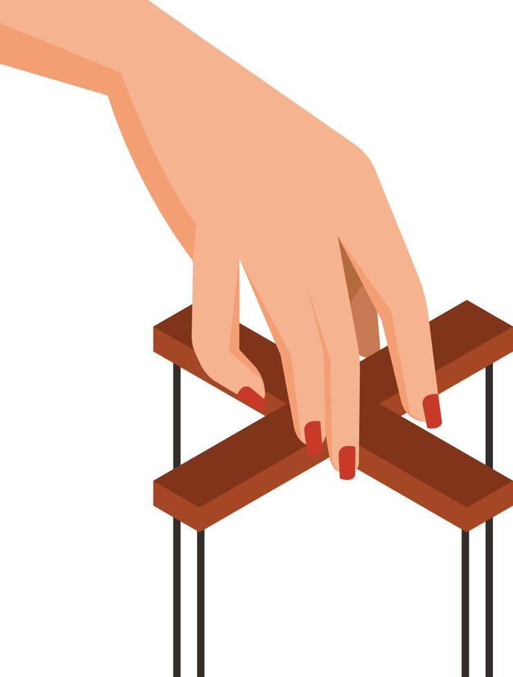 Vector Image Of A Female Hand Moving Puppet Strings 22599581 Vector Art