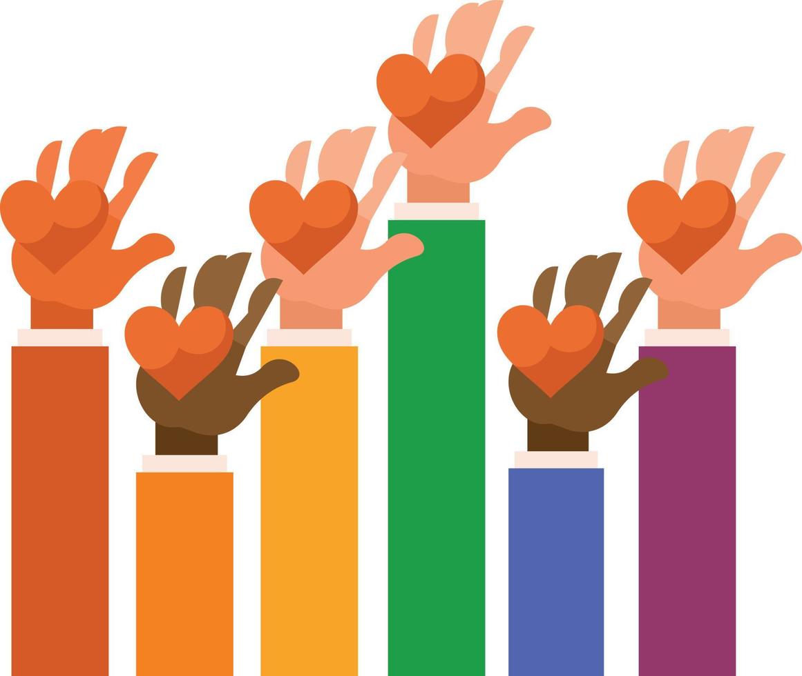 Raised Hands With Hearts vector