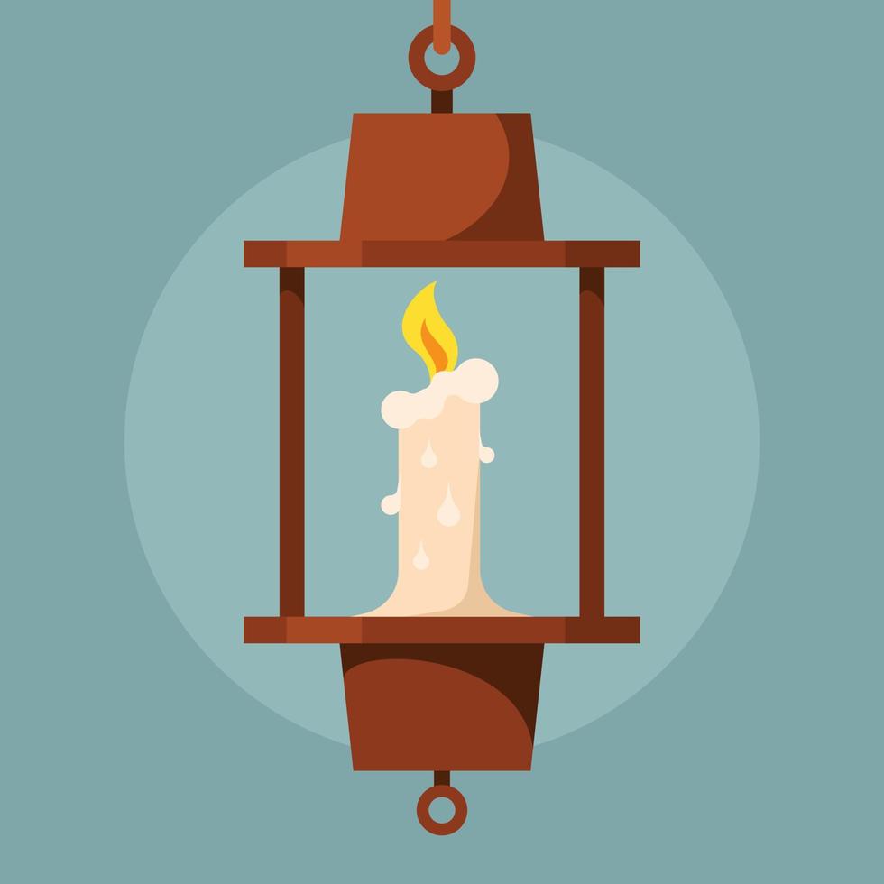 A Candle Burning In A Lantern vector