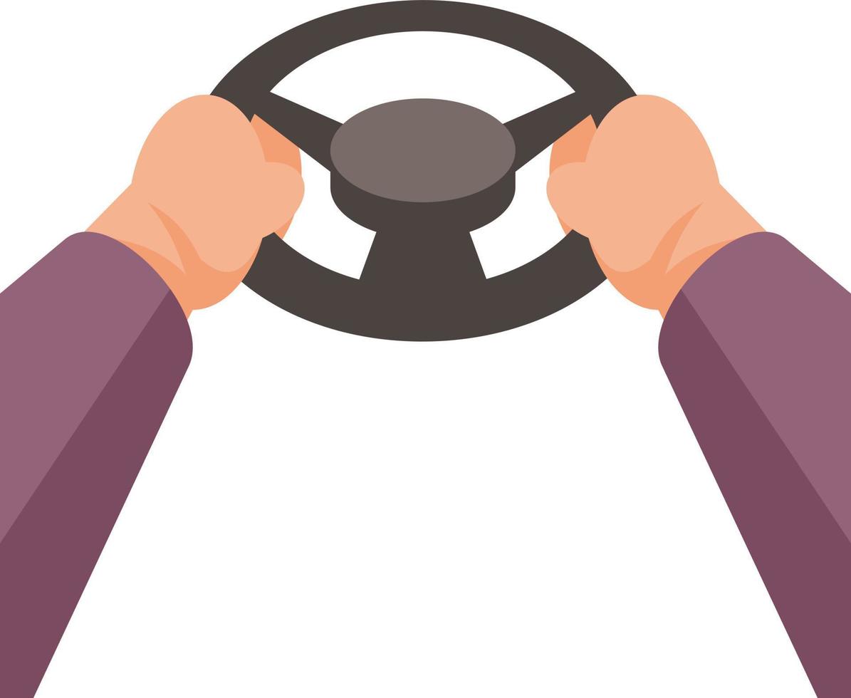 Vector Illustration Of Hands On The Steering Wheel
