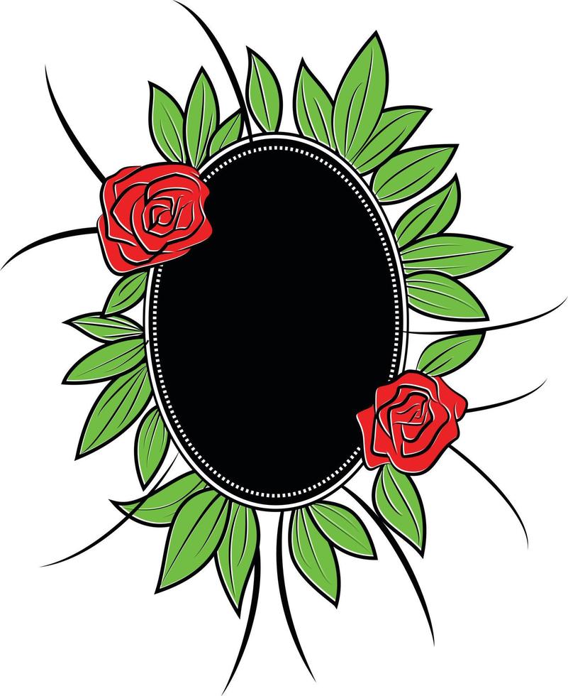 Vector Image Of Oval Mirror With Flower Decoration