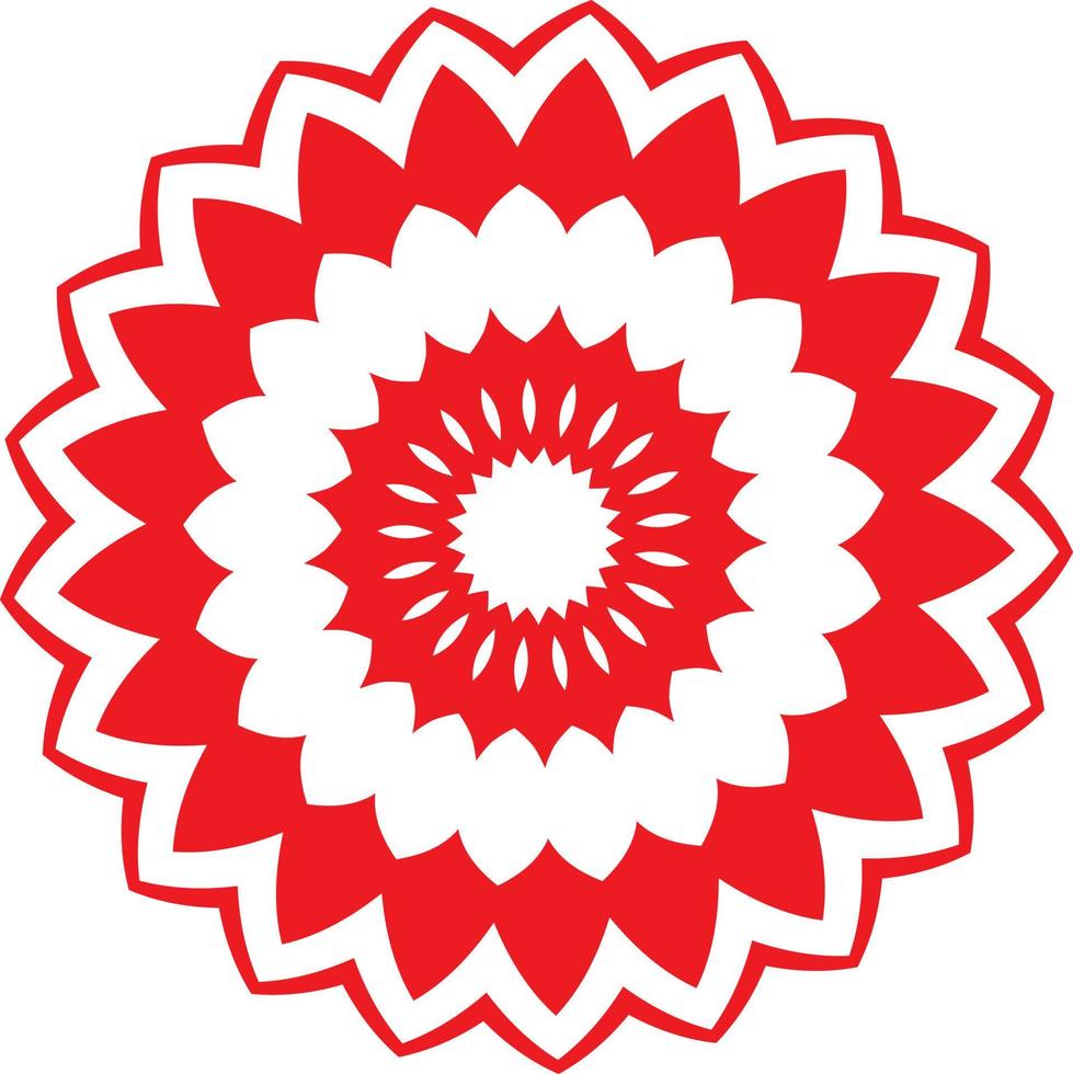 Red Floral Vector Shape With Tribal Elements