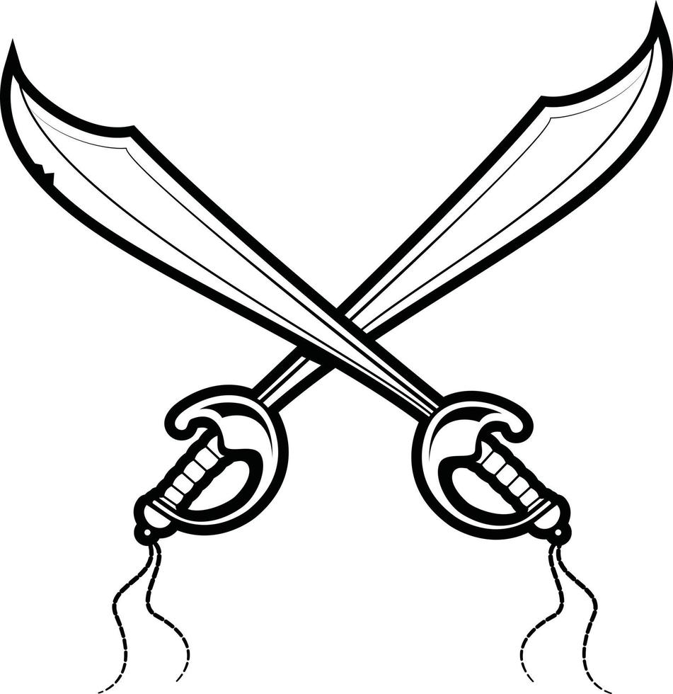 Vector Image Of Two Crossed Pirate Swords