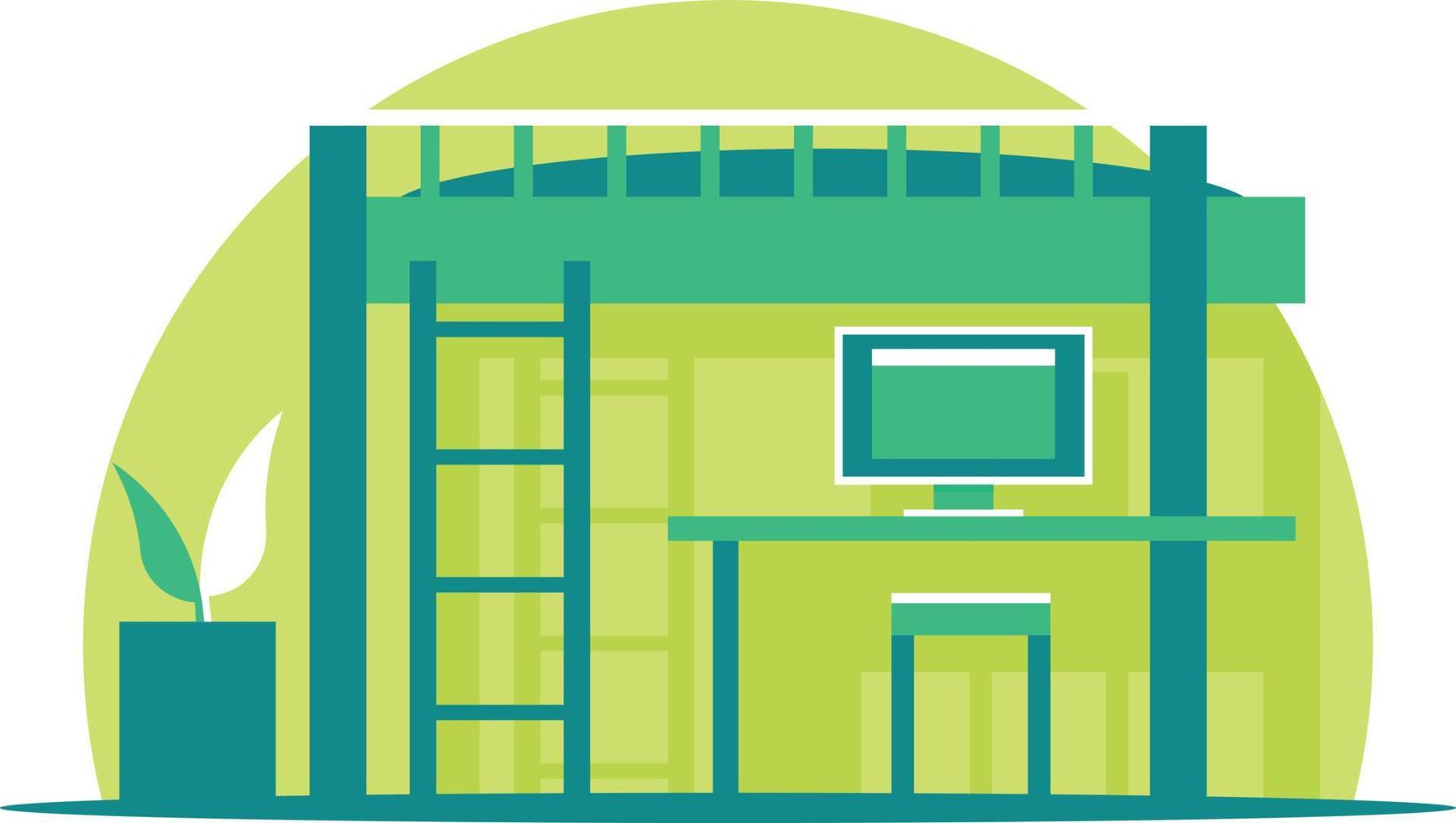 Vector Image Of A Bunk Bed In A Student Room