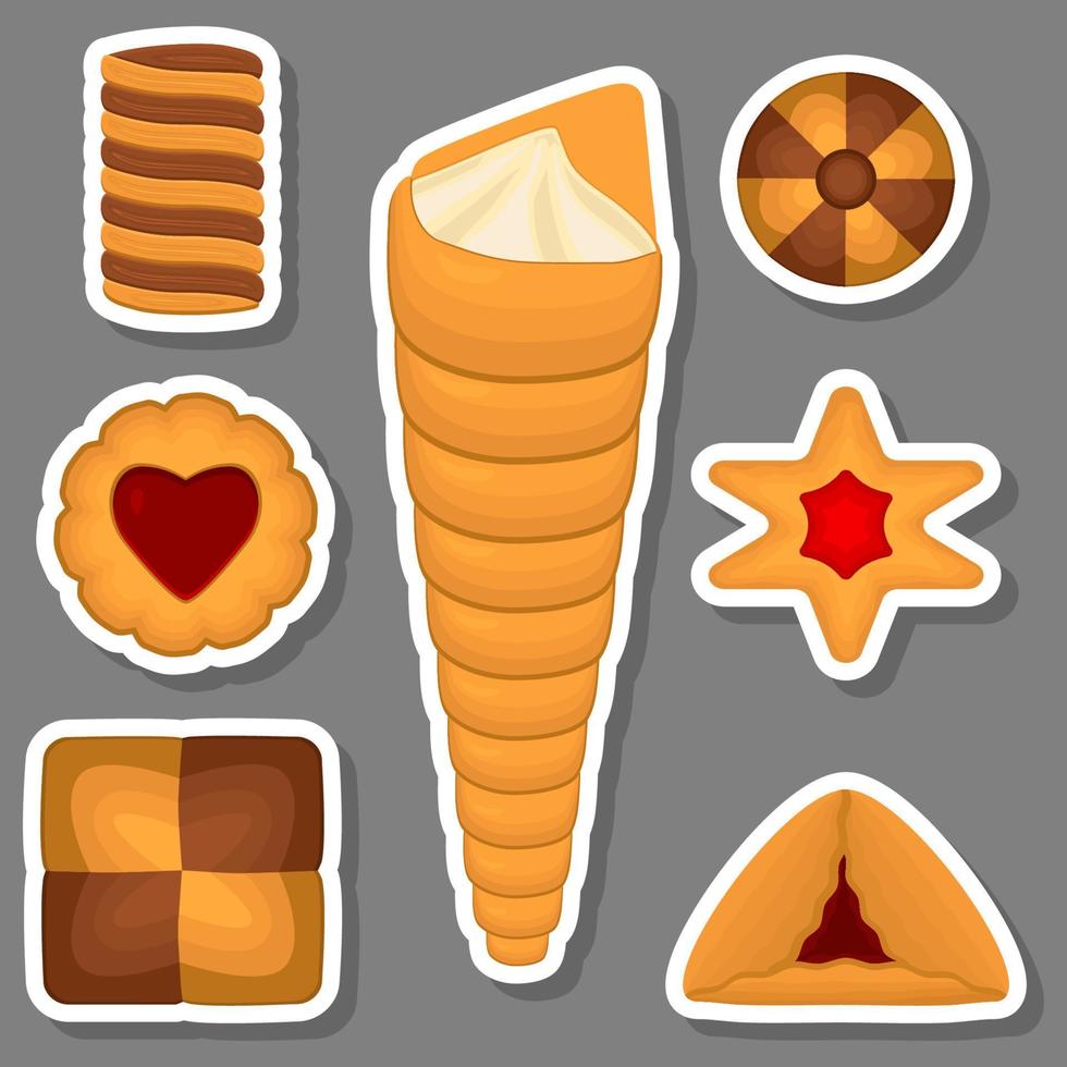Big set homemade cookie different taste in pastry biscuit vector