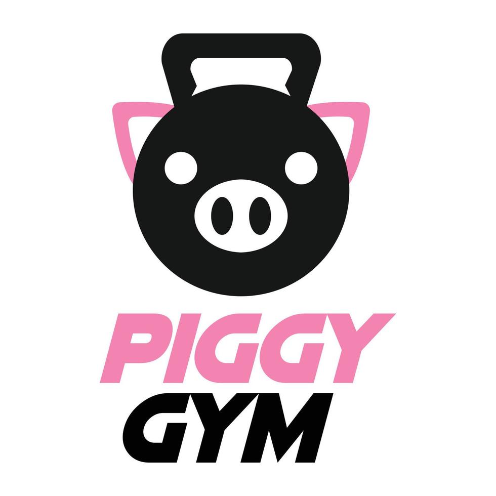 Modern vector flat design simple minimalist logo template of piggy gym fitness head mascot character vector collection for brand, emblem, label, badge. Isolated on white background.