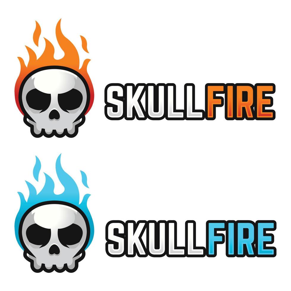 Modern vector flat design simple minimalist logo template of skull fire vector for brand, emblem, label, badge. Isolated on white background.