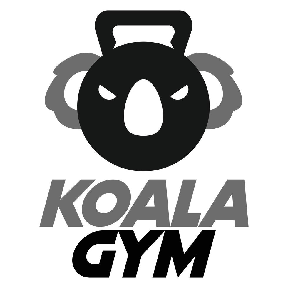 Modern vector flat design simple minimalist logo template of koala gym fitness head mascot character vector collection for brand, emblem, label, badge. Isolated on white background.