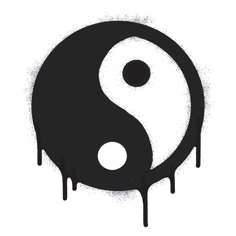 Spray Painted Graffiti Sprayed tai chi symbol isolated on white background. graffiti tai chi icon with overspray in black on white. vector