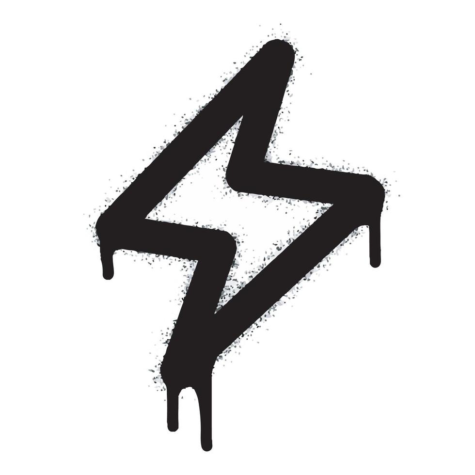 Spray Painted Graffiti electric lightning bolt symbol Sprayed isolated with a white background. graffiti electric lightning bolt icon with over spray in black over white. vector