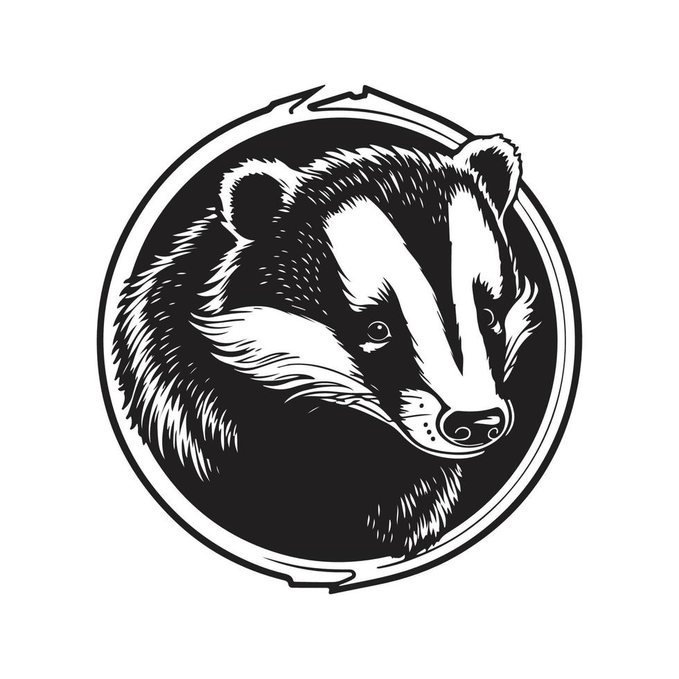 badger, vintage logo concept black and white color, hand drawn illustration vector