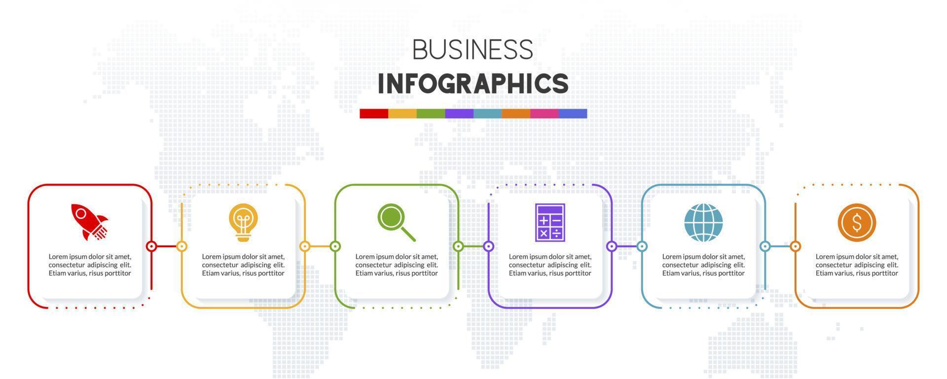 Infographics design template and icons with 6 options or 6 steps vector