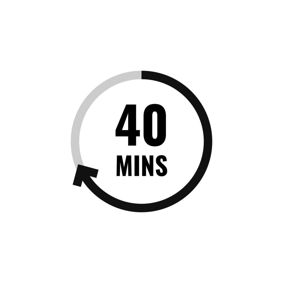 Forty Minutes Clock Count Simple Vector Icon