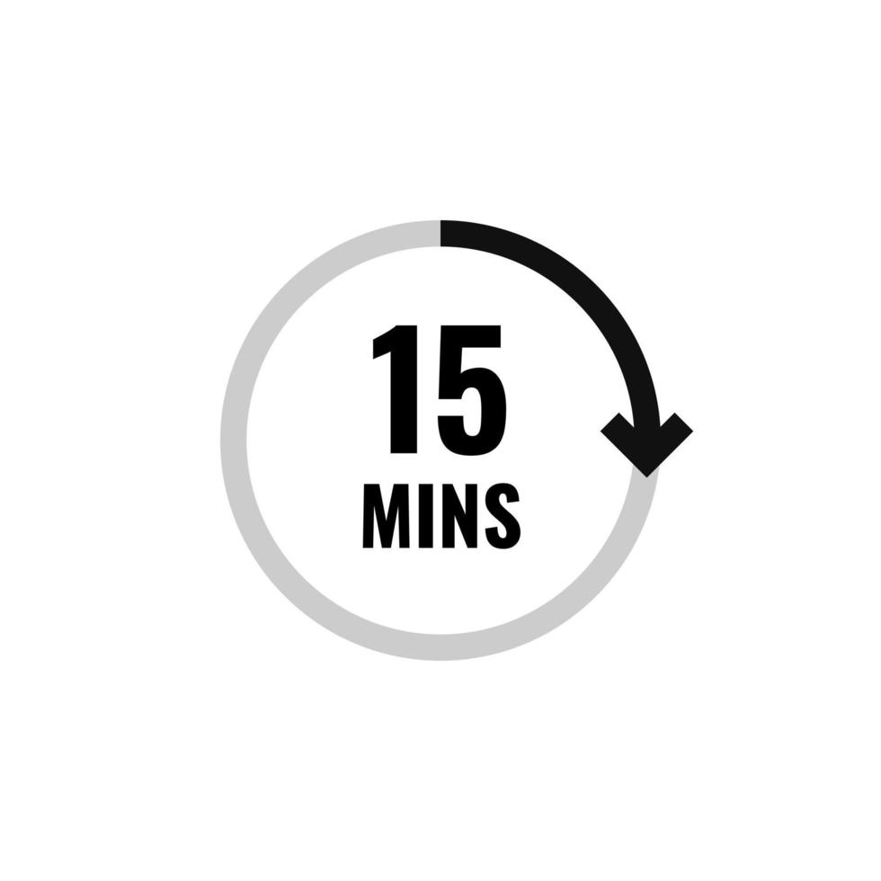 quince minutos reloj contar sencillo vector icono