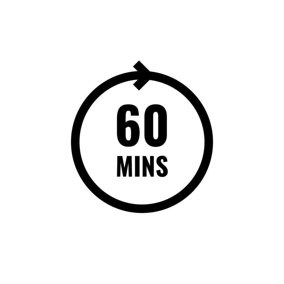 Sixty Minutes Clock Count Simple Vector Icon