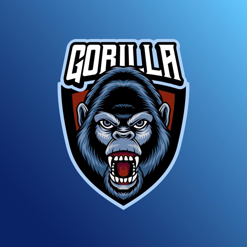 mascota de gorila enojado ese es adecuado para e-sport juego de azar logo modelo vector