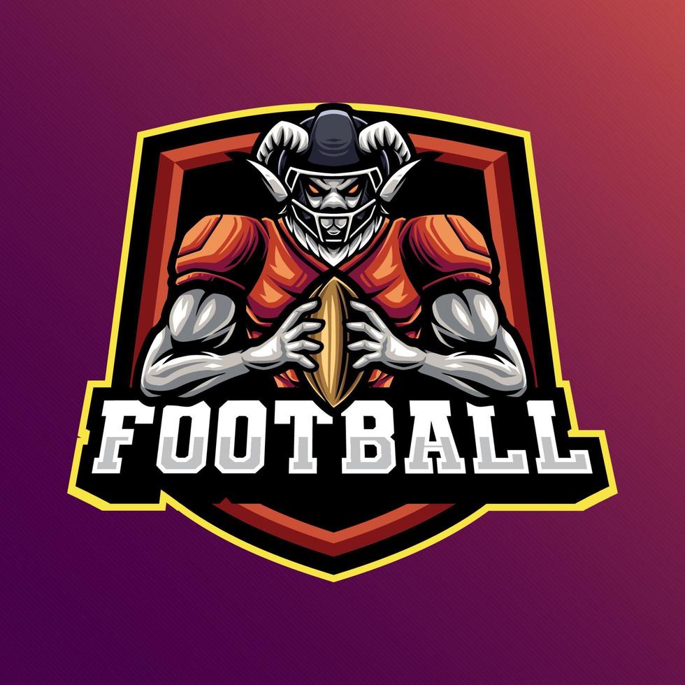 Mascot of goat rugby american football that is suitable for e-sport gaming logo template vector