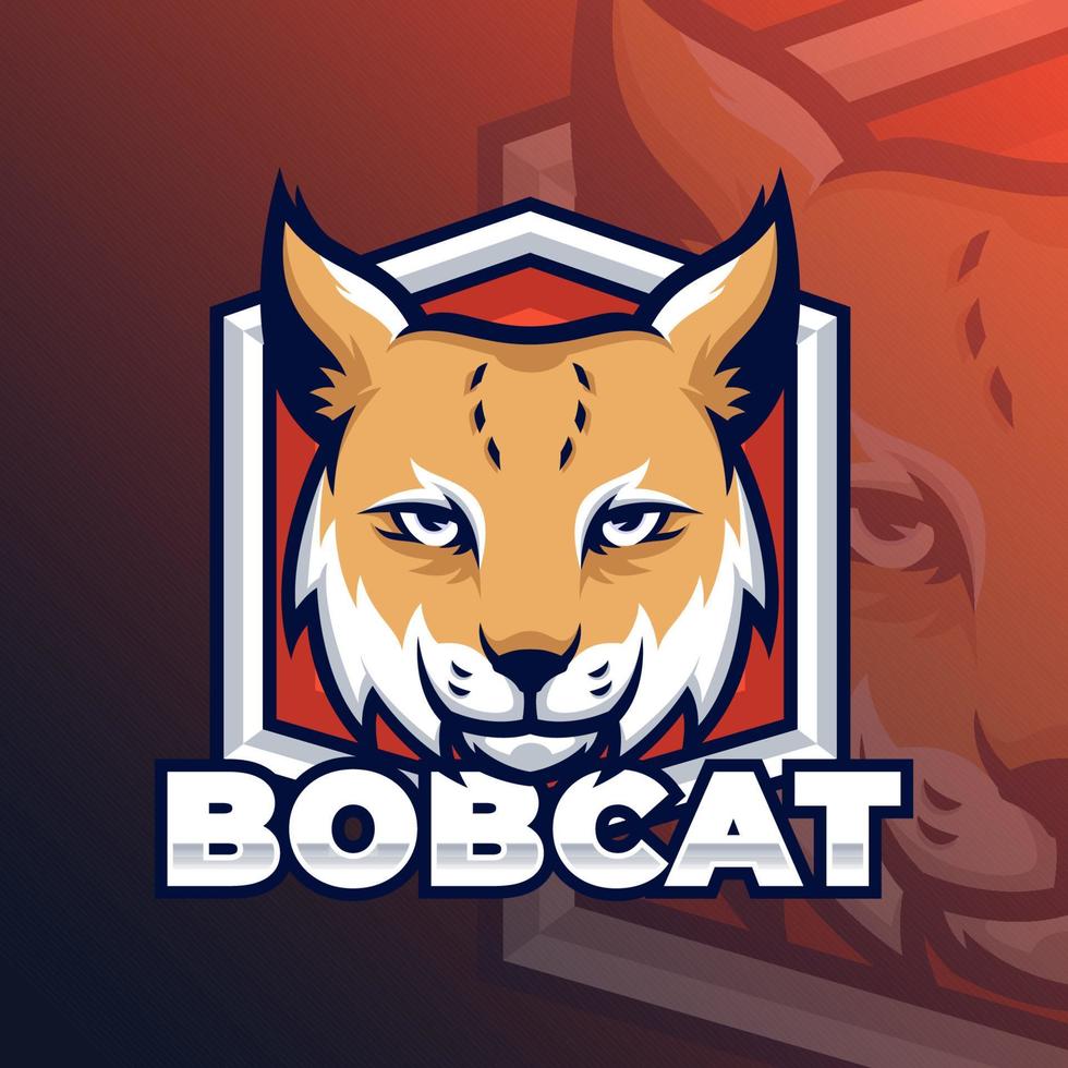 mascota de gato montés salvaje animal ese es adecuado para e-sport juego de azar logo modelo vector