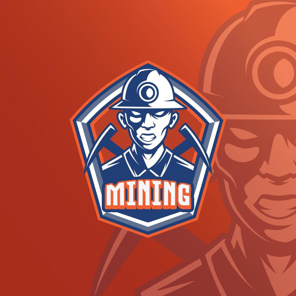 Mascot of Mining Engineering that is suitable for e-sport gaming logo template vector