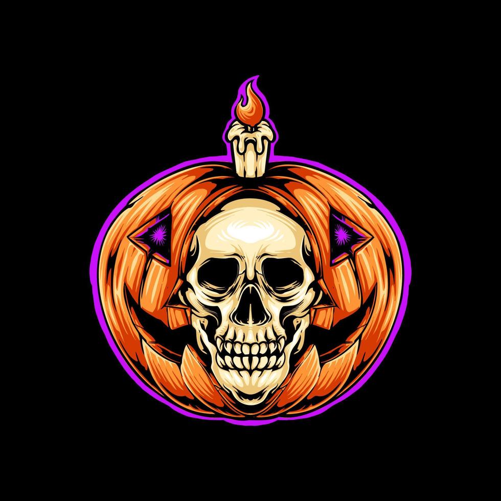 Illustration vector graphic of skull in a pumpkin suitable for t-shirt design