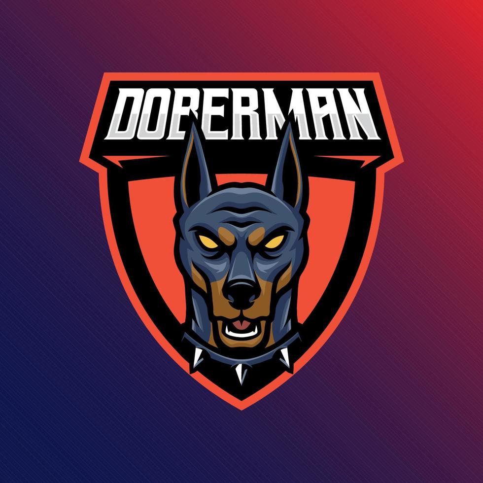 Mascot of doberman animal that is suitable for e-sport gaming logo template vector