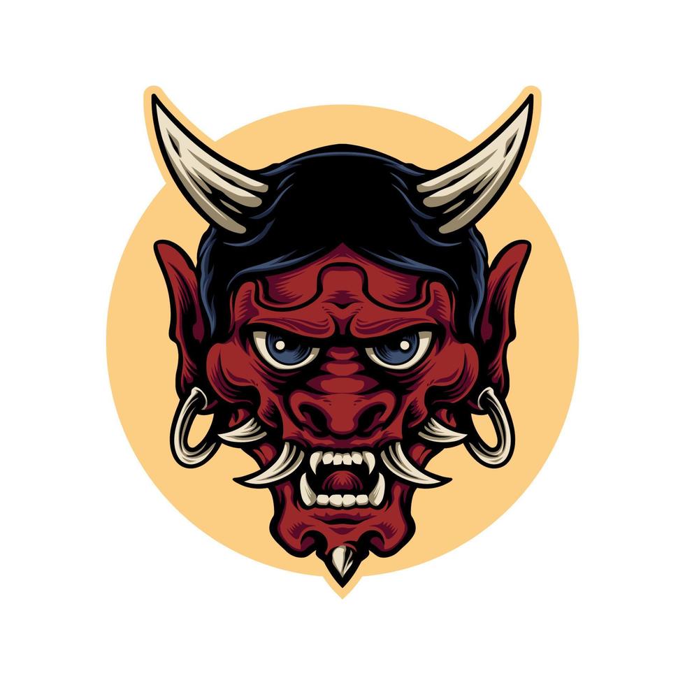 Illustration vector graphic of red devil oni japanese suitable for tshirt design